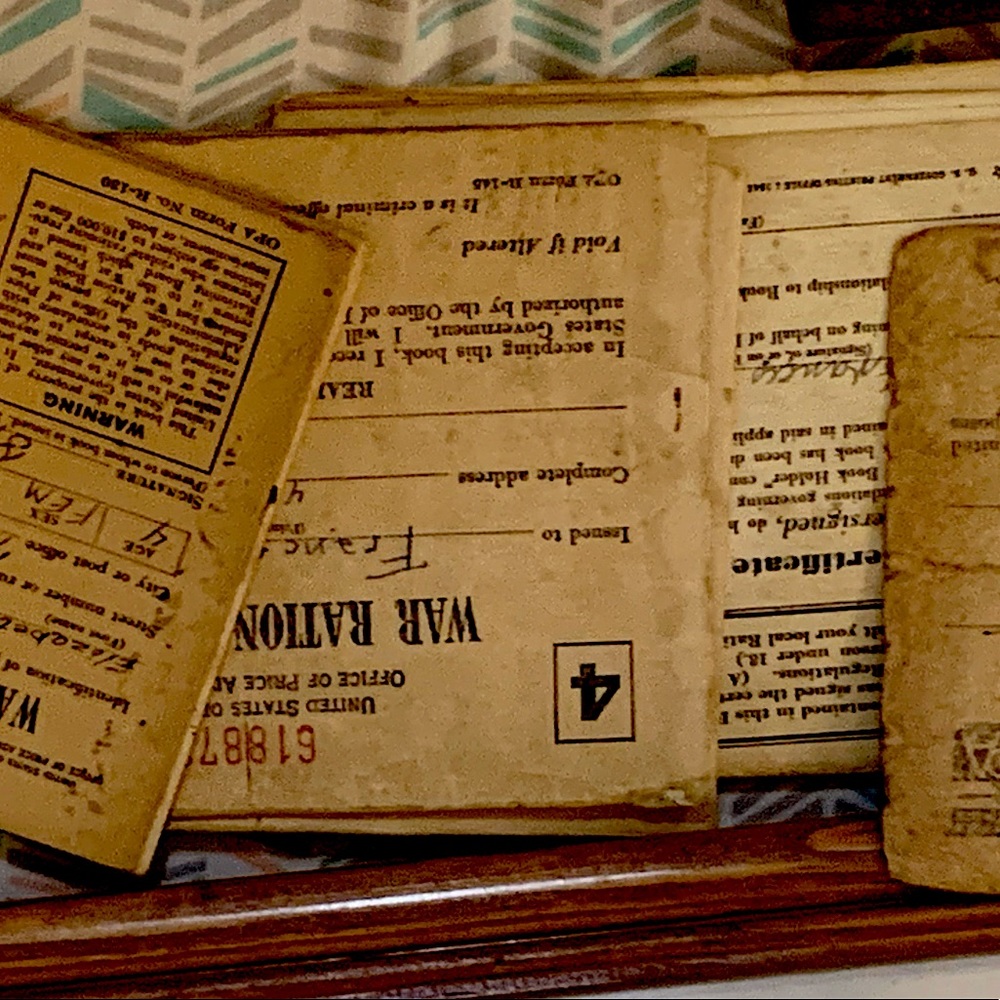 1941 world war2 ration books with stamps, leather pouch great piece of history